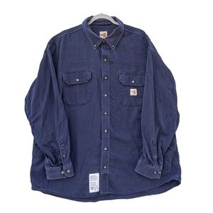 Carhartt Men's 2XL Flame-Resistant Classic Navy Twill Long Sleeve Shirt 294-20